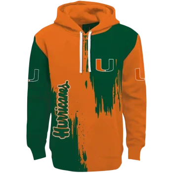 miami hurricanes splatter effect orange hoodie best selling