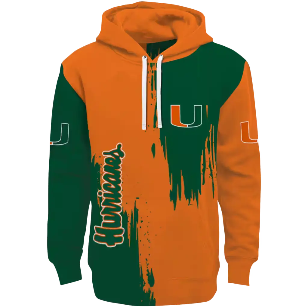 miami hurricanes splatter effect orange hoodie best selling miami hurricanes splatter effect orange hoodie best selling