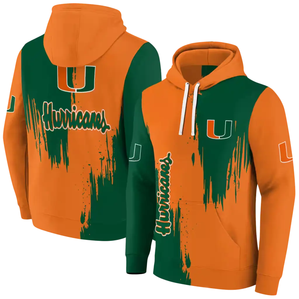 miami hurricanes splatter effect orange hoodie fashion forward miami hurricanes splatter effect orange hoodie fashion forward