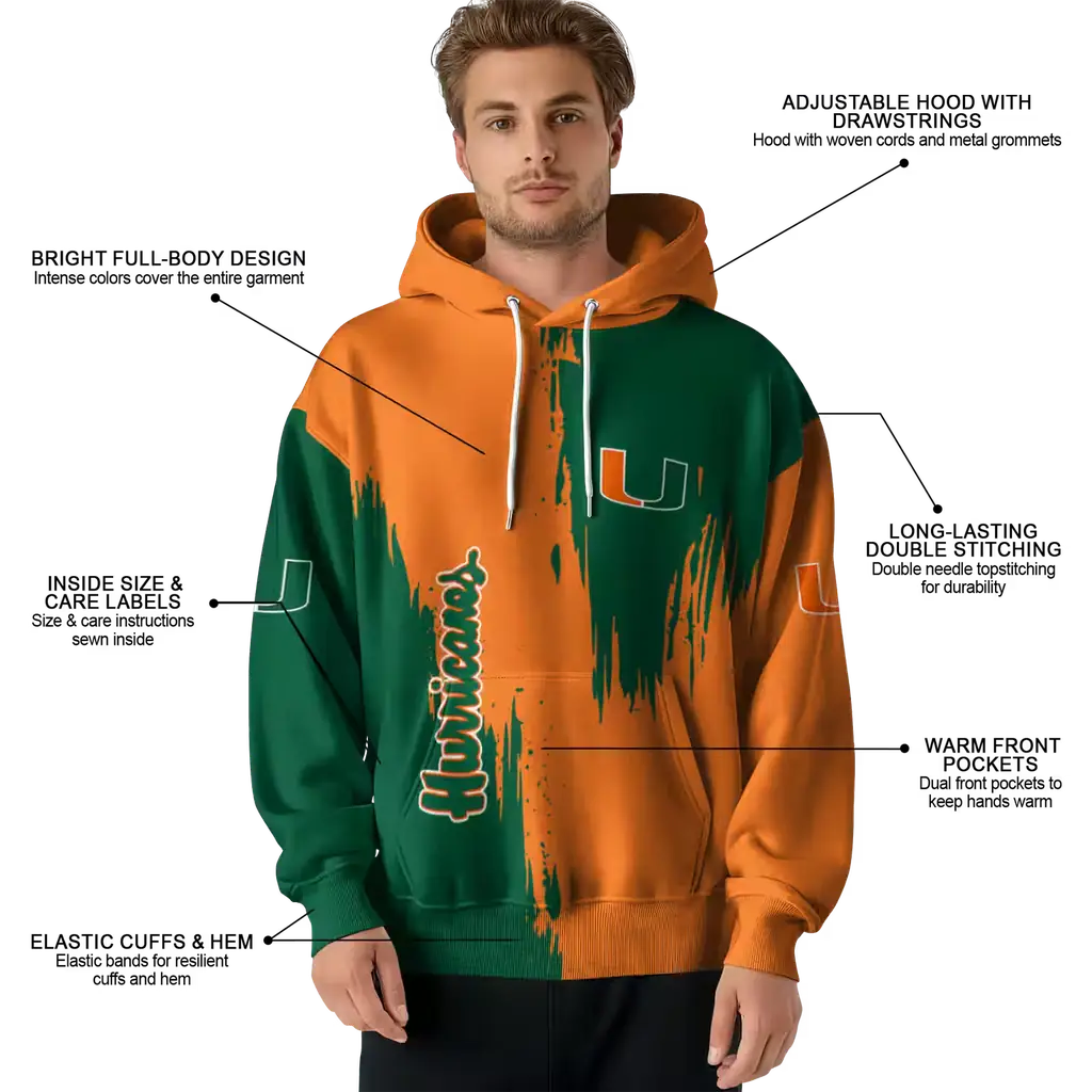 miami hurricanes splatter effect orange hoodie latest model miami hurricanes splatter effect orange hoodie latest model