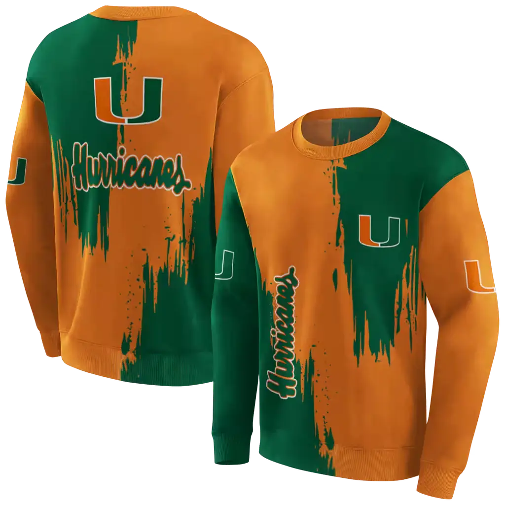 miami hurricanes splatter effect orange hoodie premium grade miami hurricanes splatter effect orange hoodie premium grade