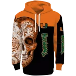 miami hurricanes sugar skull orange black hoodie best selling