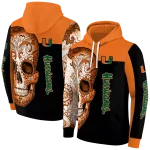 miami hurricanes sugar skull orange black hoodie best selling