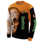 miami hurricanes sugar skull orange black hoodie best selling