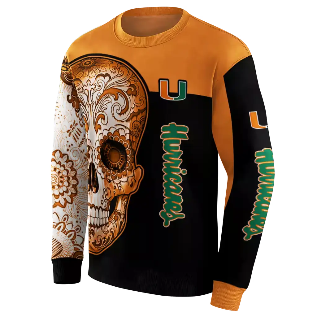 miami hurricanes sugar skull orange black hoodie new arrival miami hurricanes sugar skull orange black hoodie new arrival