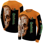miami hurricanes sugar skull orange black hoodie best selling