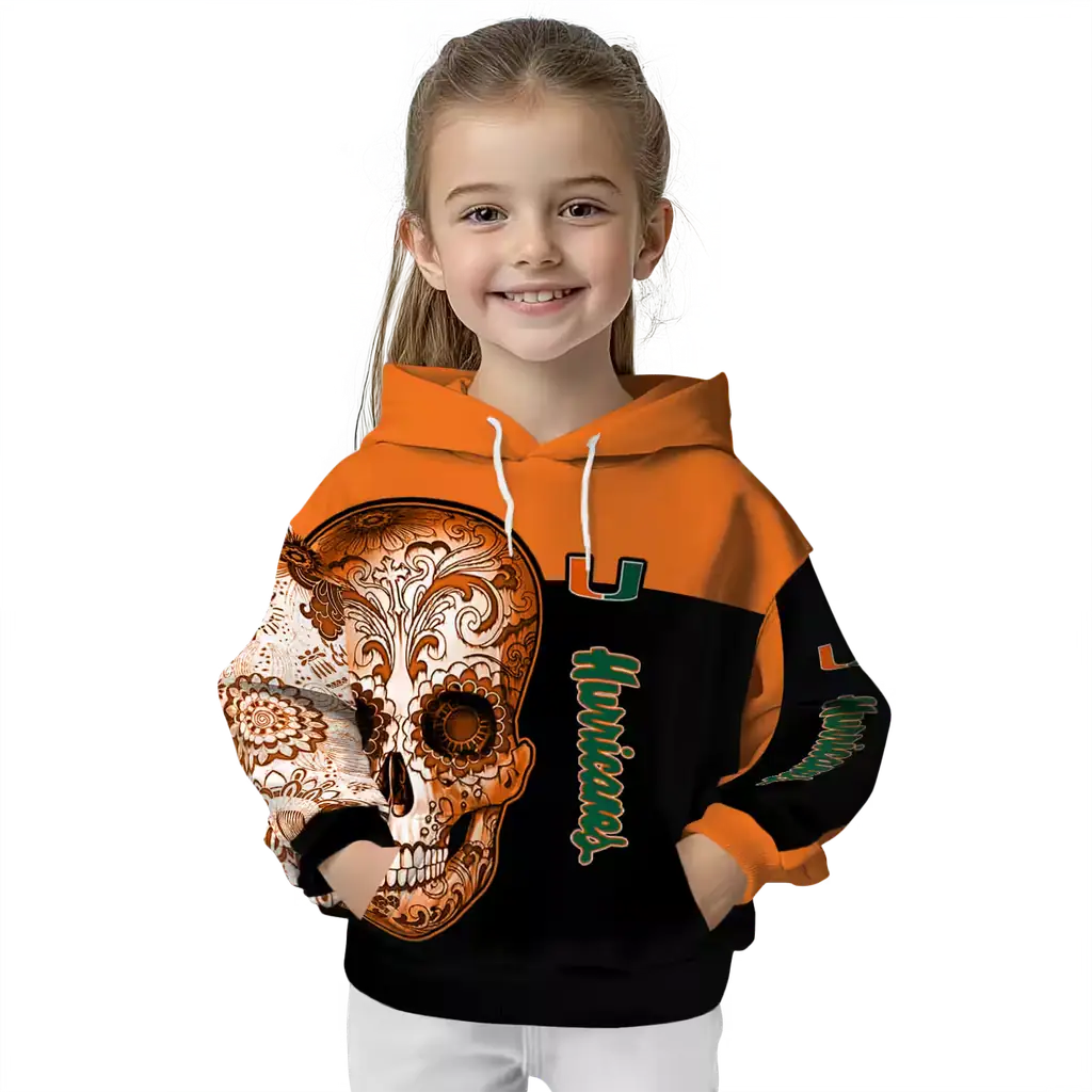 miami hurricanes sugar skull orange black hoodie top rated miami hurricanes sugar skull orange black hoodie top rated