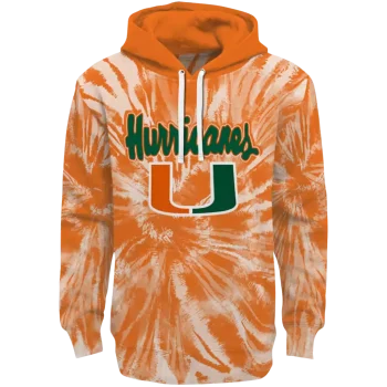 miami hurricanes tie dye pattern orange hoodie best selling