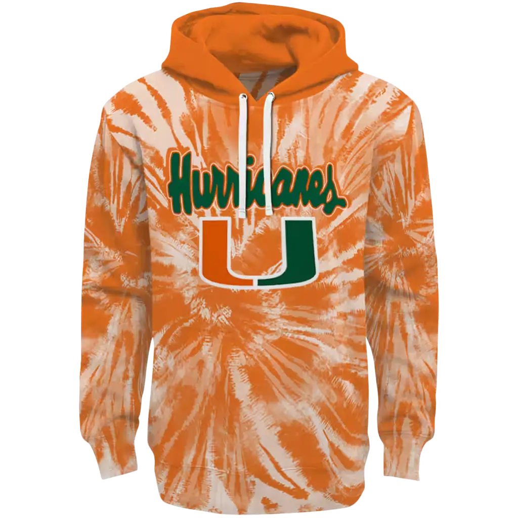 miami hurricanes tie dye pattern orange hoodie best selling miami hurricanes tie dye pattern orange hoodie best selling