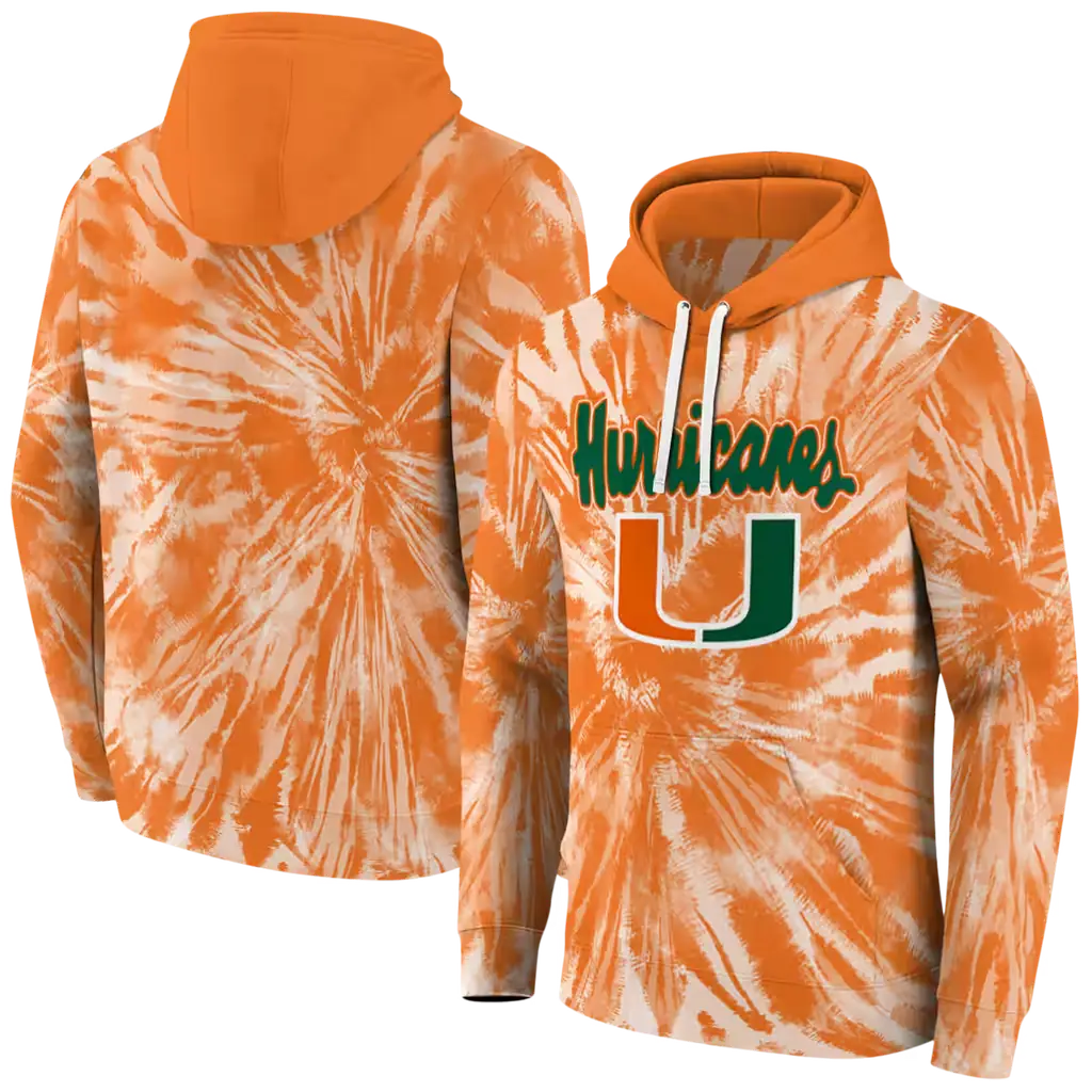 miami hurricanes tie dye pattern orange hoodie fashion forward miami hurricanes tie dye pattern orange hoodie fashion forward