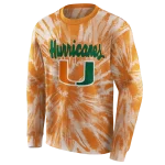 miami hurricanes tie dye pattern orange hoodie best selling