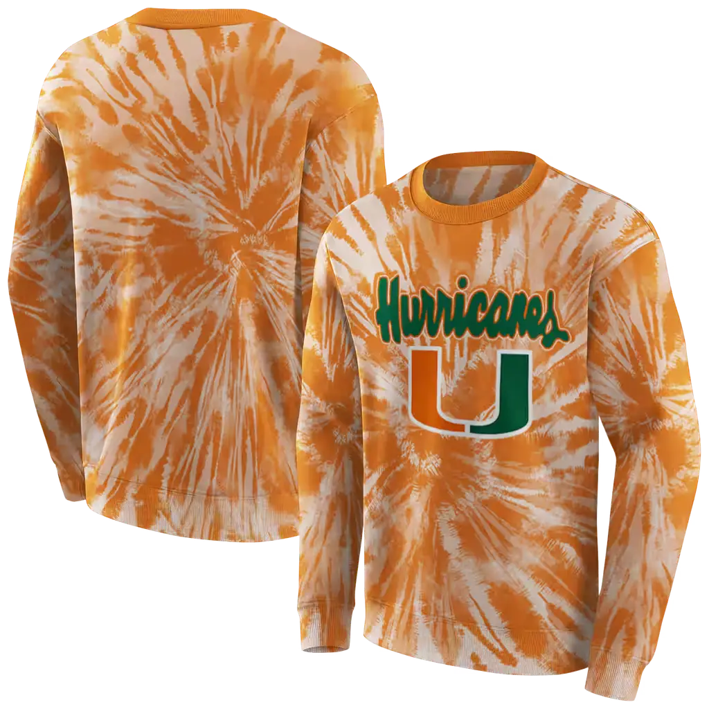 miami hurricanes tie dye pattern orange hoodie premium grade miami hurricanes tie dye pattern orange hoodie premium grade
