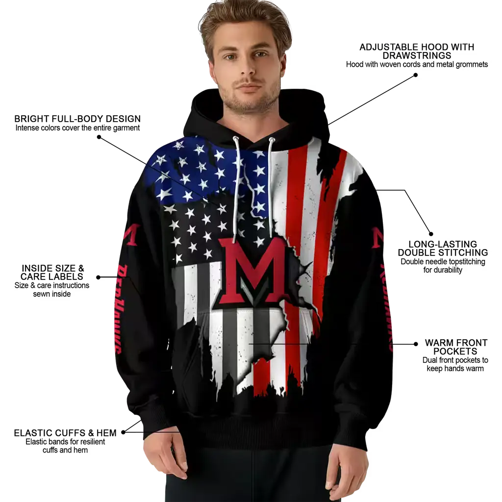 miami redhawks american pride black hoodie latest model miami redhawks american pride black hoodie latest model