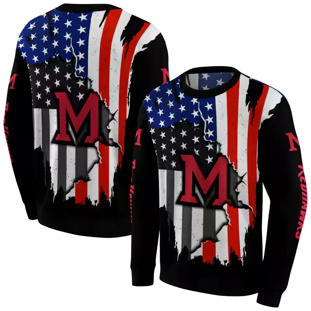 miami redhawks american pride black hoodie premium grade miami redhawks american pride black hoodie premium grade