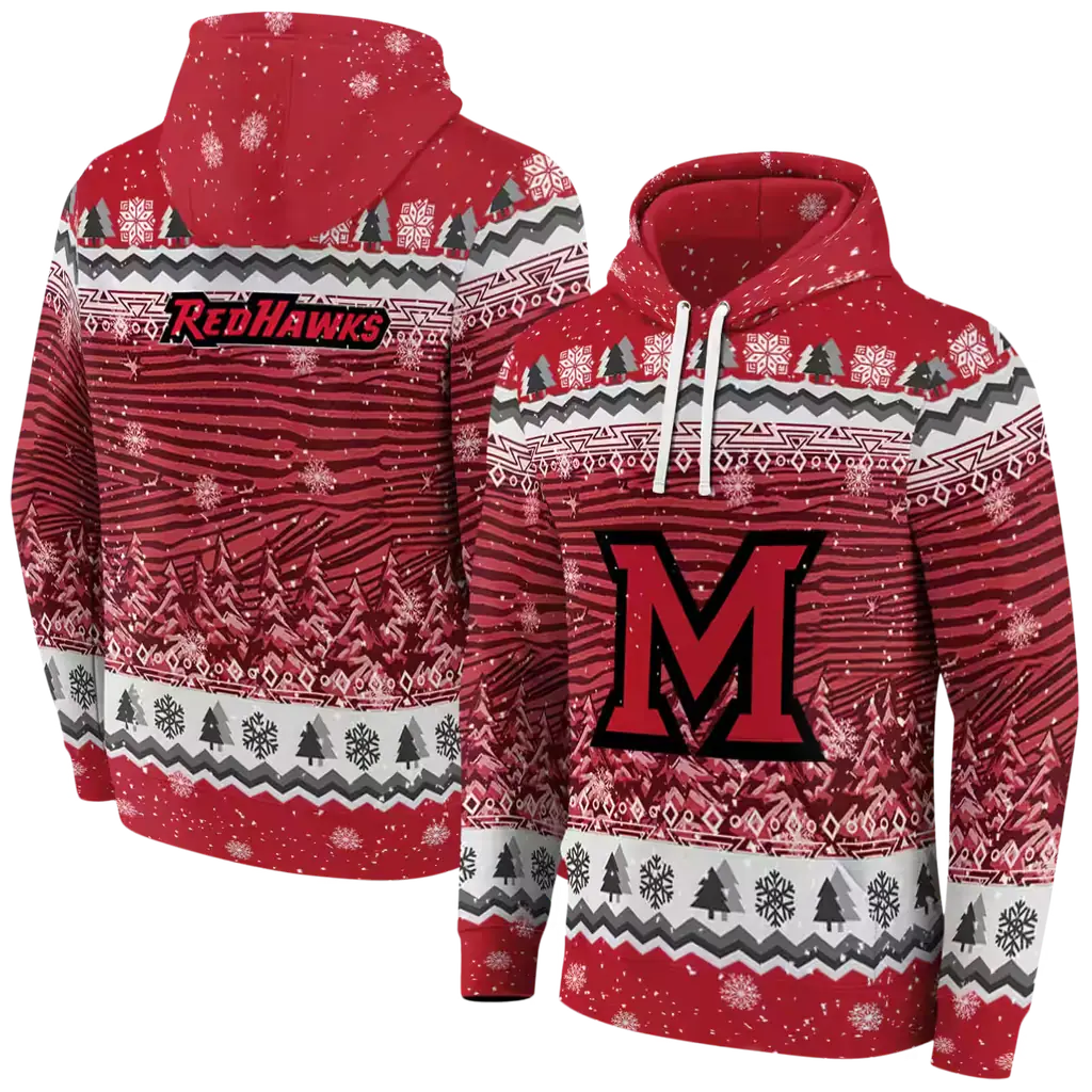 miami redhawks christmas trees red hoodie fashion forward miami redhawks christmas trees red hoodie fashion forward
