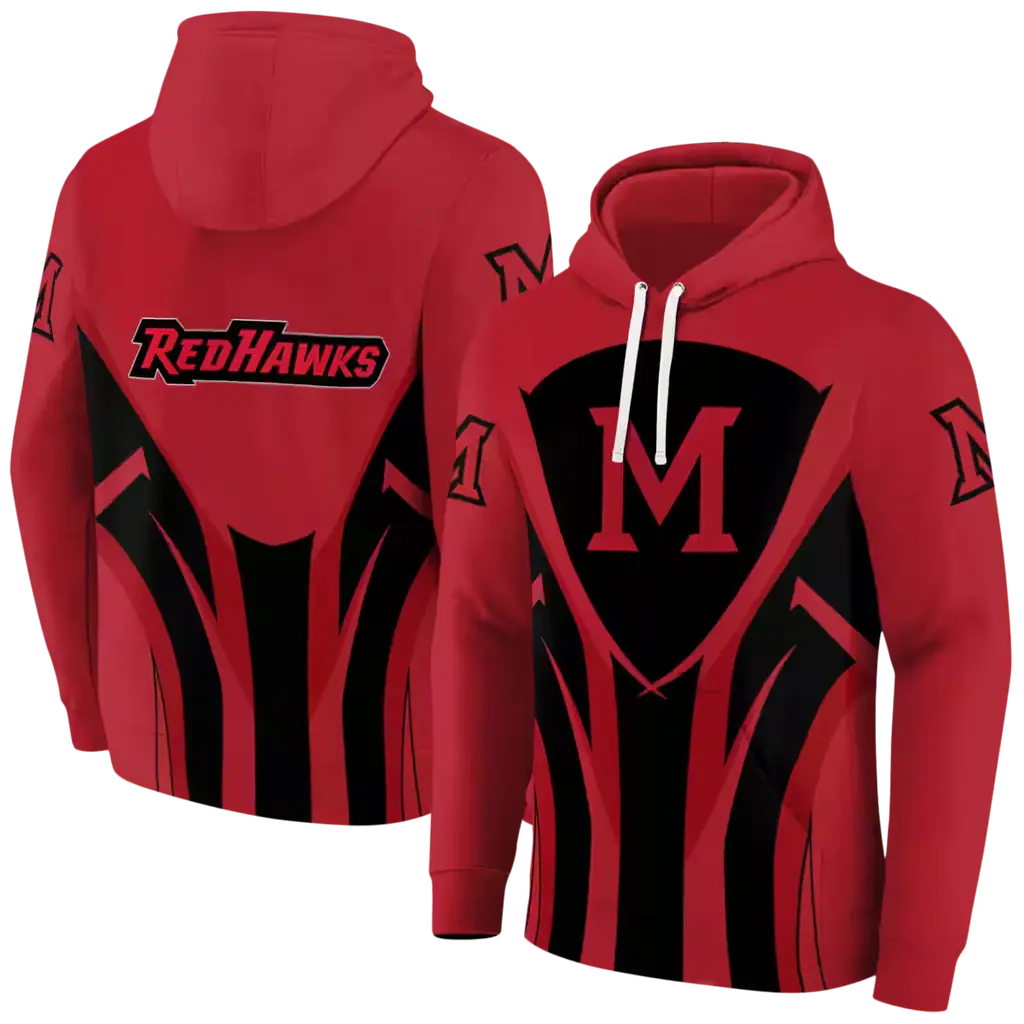miami redhawks concentric lines red black hoodie fashion forward miami redhawks concentric lines red black hoodie fashion forward