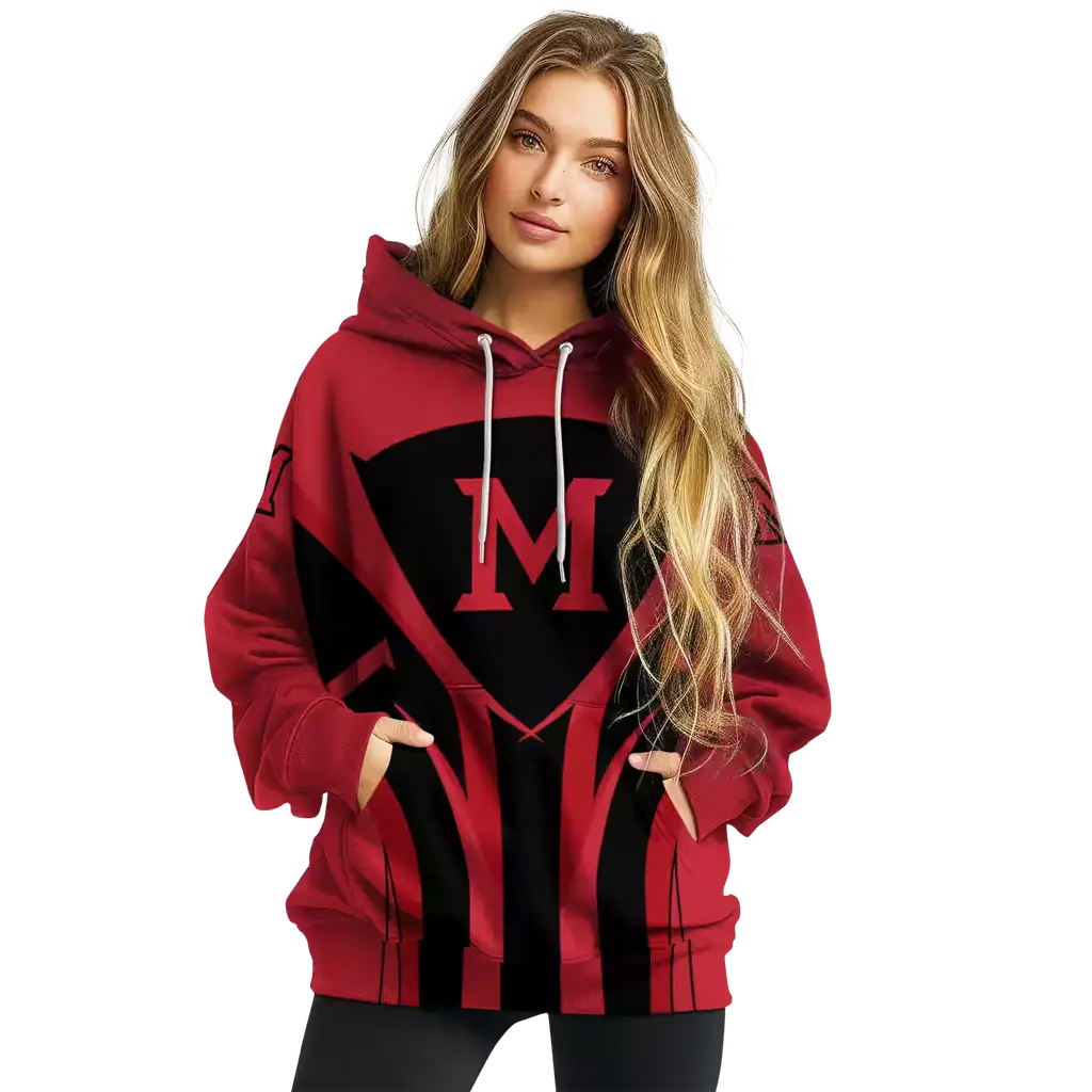 miami redhawks concentric lines red black hoodie high quality miami redhawks concentric lines red black hoodie high quality