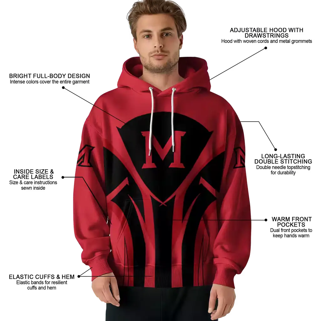 miami redhawks concentric lines red black hoodie latest model miami redhawks concentric lines red black hoodie latest model