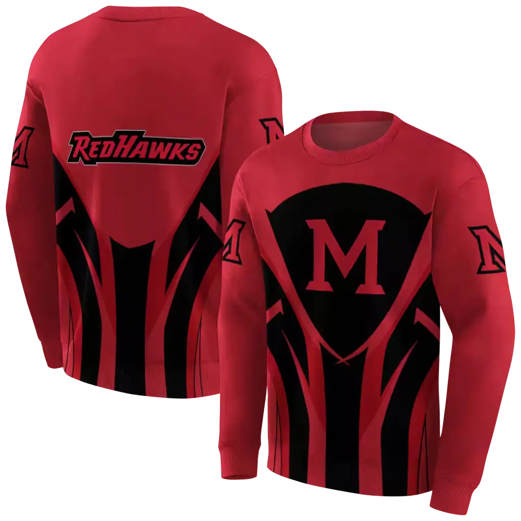 miami redhawks concentric lines red black hoodie premium grade miami redhawks concentric lines red black hoodie premium grade