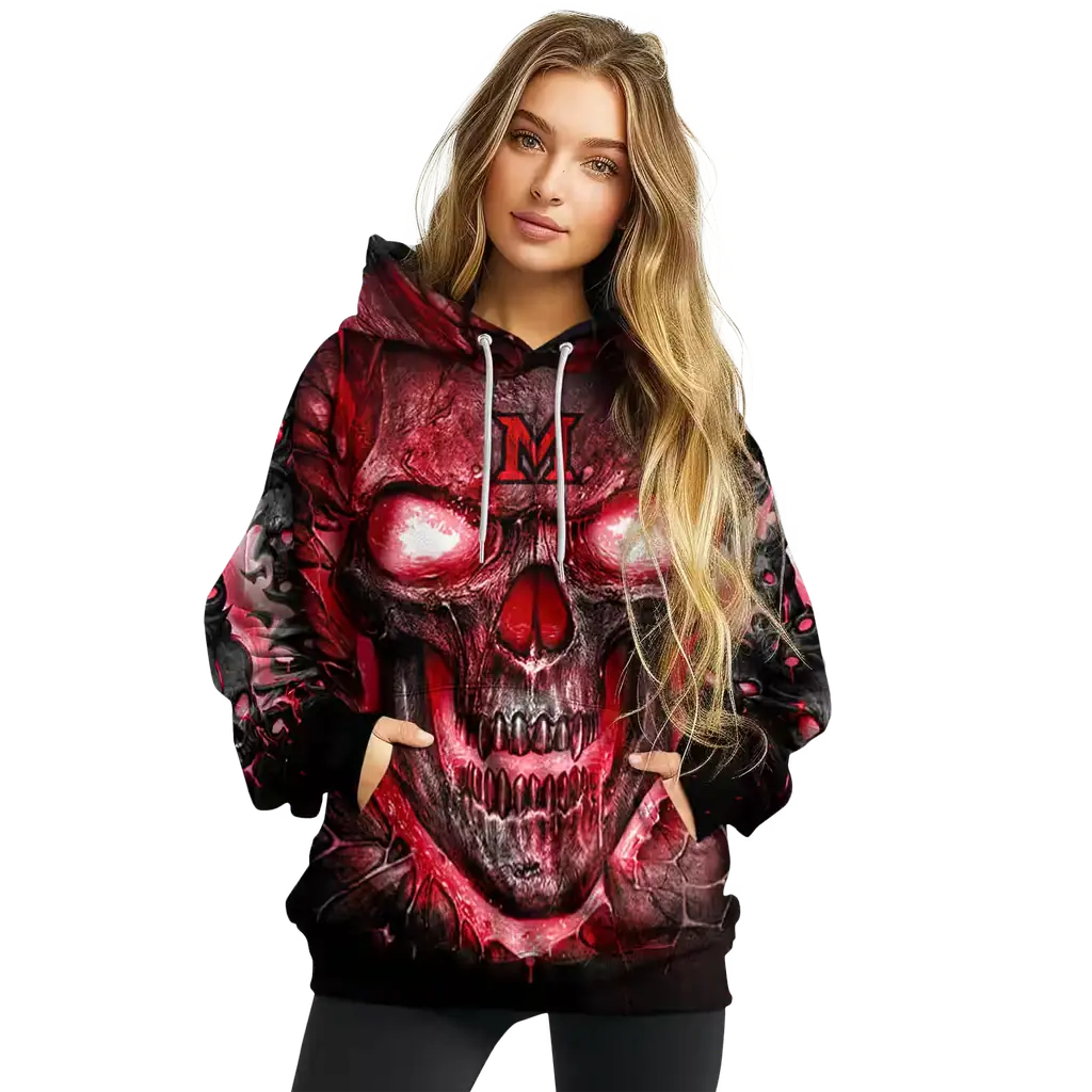 miami redhawks demonic skull red black hoodie high quality miami redhawks demonic skull red black hoodie high quality