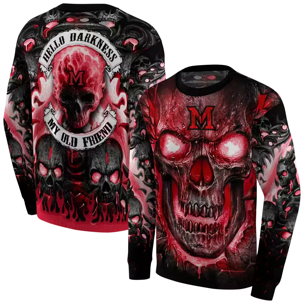 miami redhawks demonic skull red black hoodie premium grade miami redhawks demonic skull red black hoodie premium grade