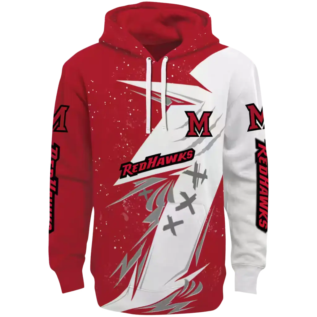 miami redhawks dynamic slash red white hoodie best selling miami redhawks dynamic slash red white hoodie best selling