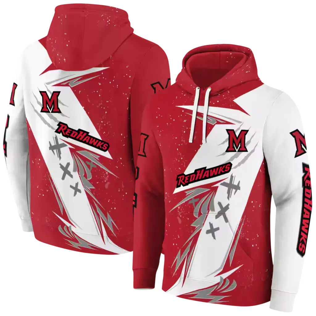 miami redhawks dynamic slash red white hoodie fashion forward miami redhawks dynamic slash red white hoodie fashion forward