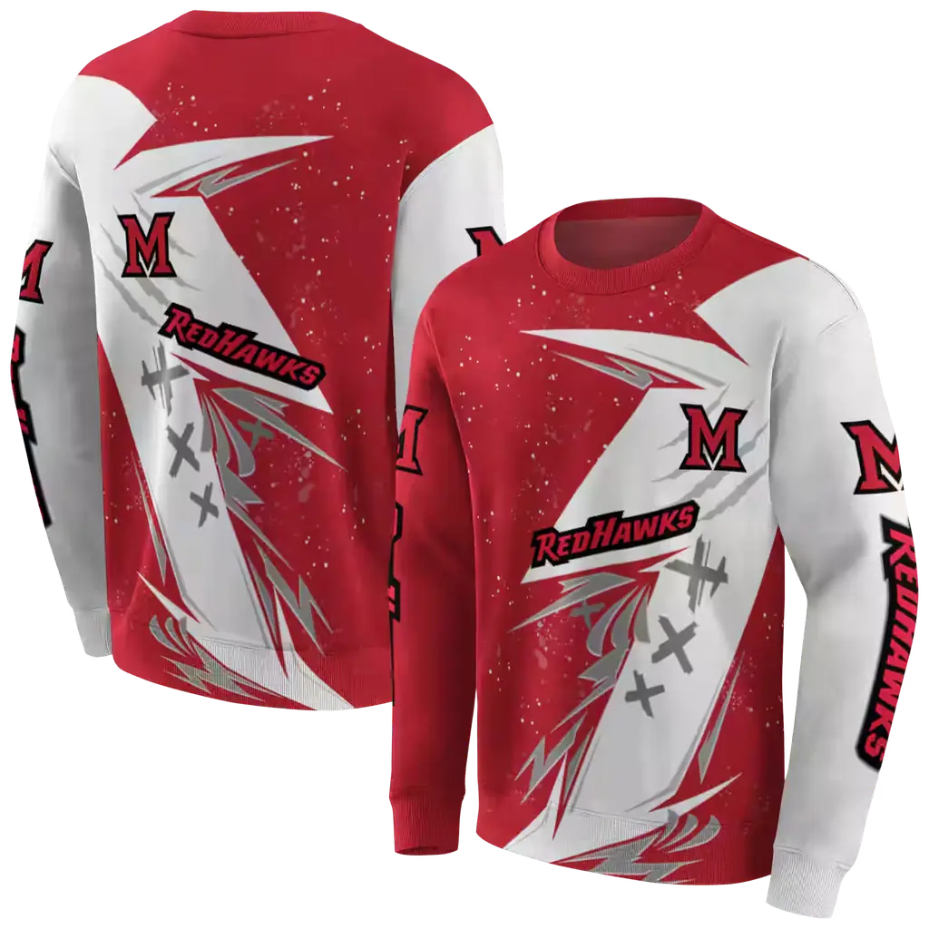 miami redhawks dynamic slash red white hoodie premium grade miami redhawks dynamic slash red white hoodie premium grade