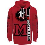 miami redhawks football heartbeat red hoodie best selling
