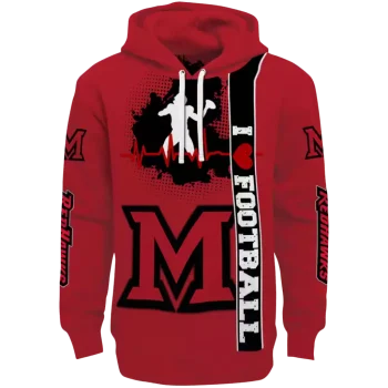 miami redhawks football heartbeat red hoodie best selling