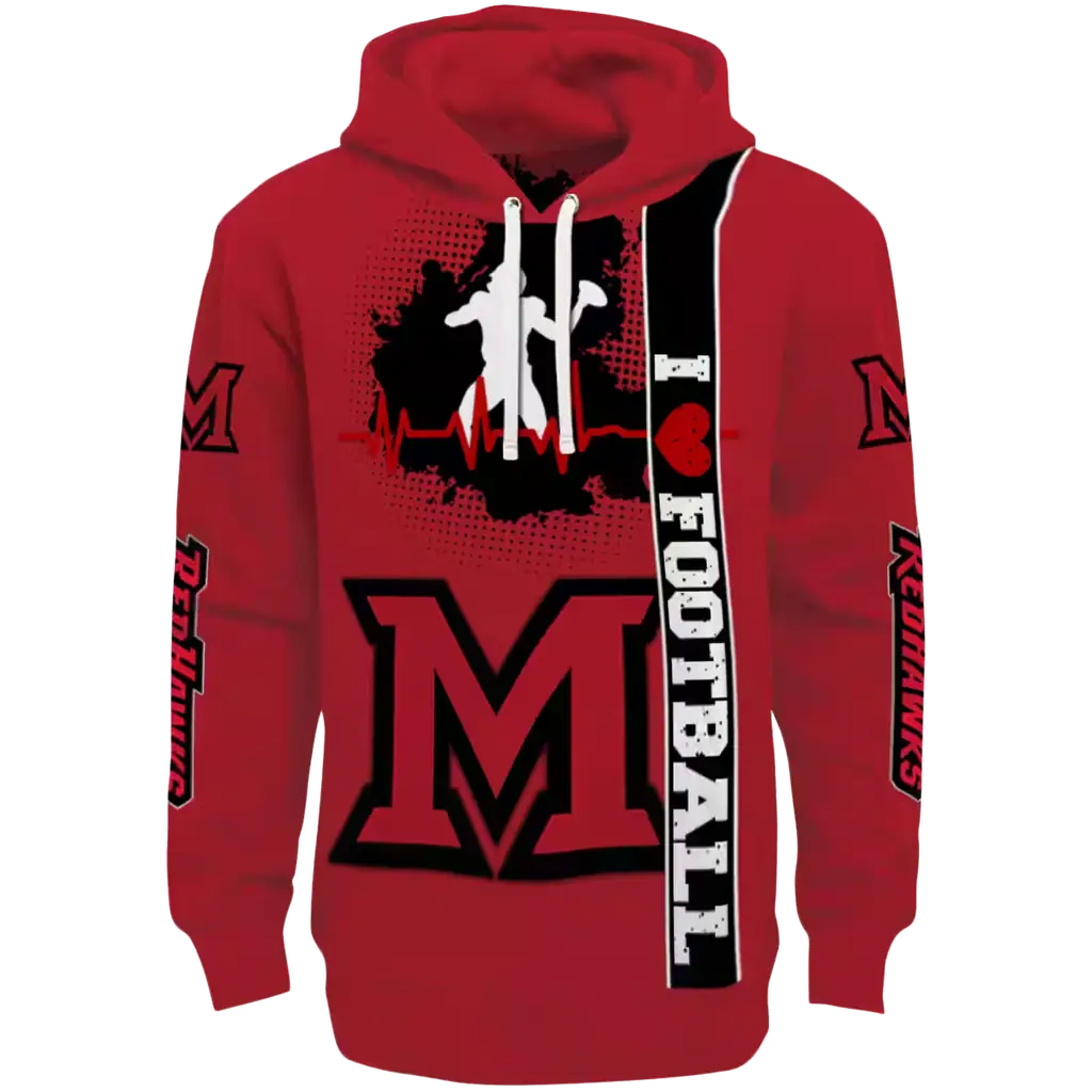 miami redhawks football heartbeat red hoodie best selling miami redhawks football heartbeat red hoodie best selling