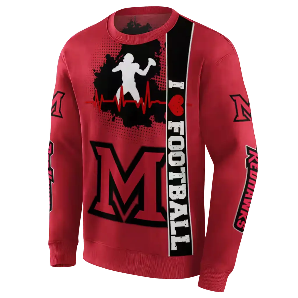 miami redhawks football heartbeat red hoodie new arrival miami redhawks football heartbeat red hoodie new arrival
