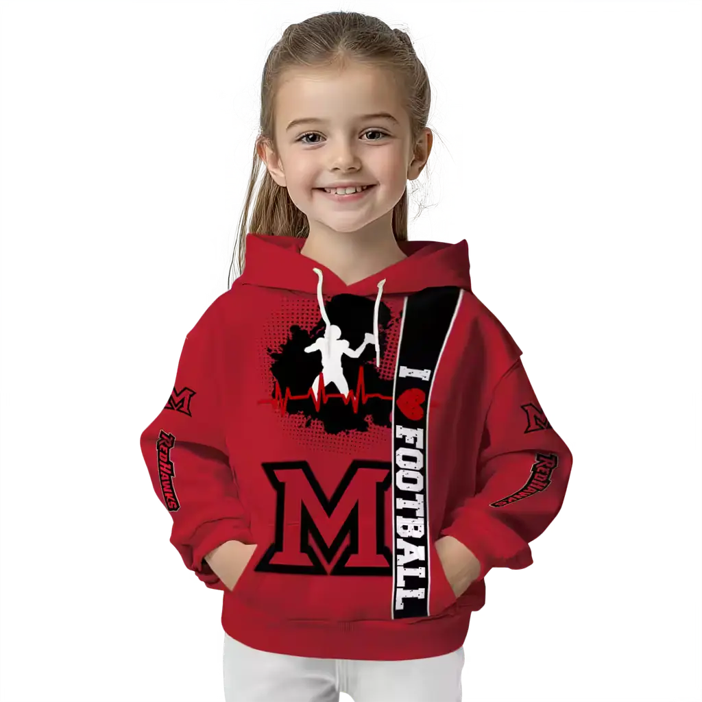 miami redhawks football heartbeat red hoodie top rated miami redhawks football heartbeat red hoodie top rated
