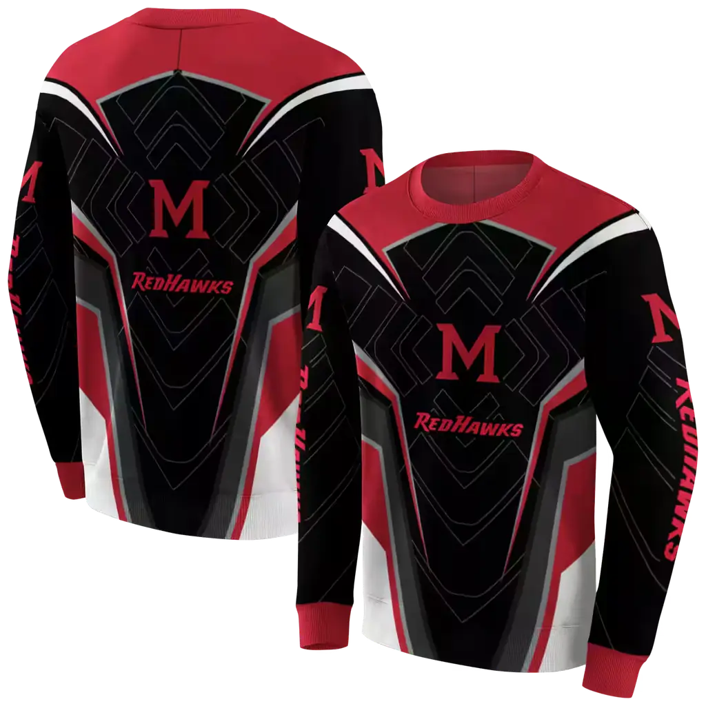 miami redhawks futuristic pattern red black hoodie premium grade miami redhawks futuristic pattern red black hoodie premium grade