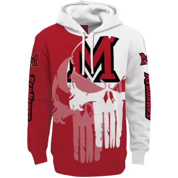 miami redhawks graphic punisher red white hoodie best selling
