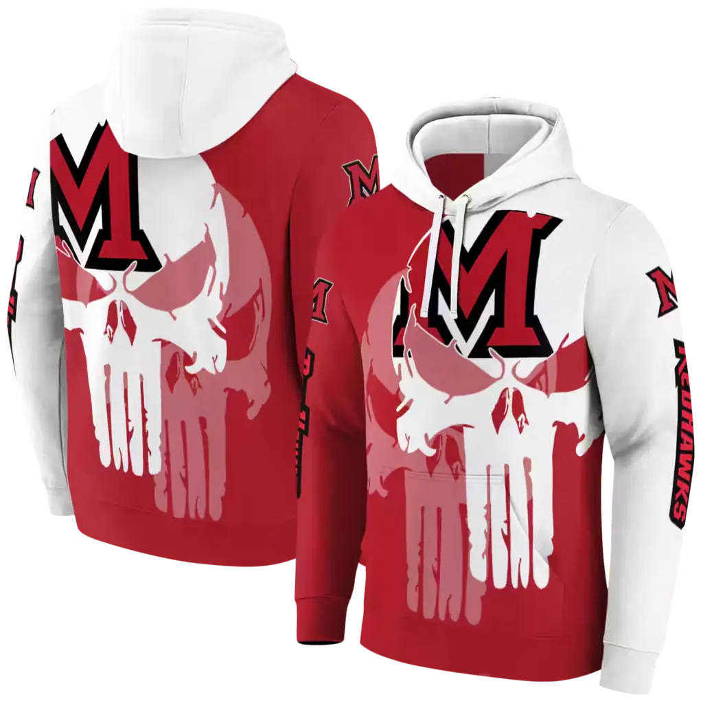 miami redhawks graphic punisher red white hoodie fashion forward miami redhawks graphic punisher red white hoodie fashion forward