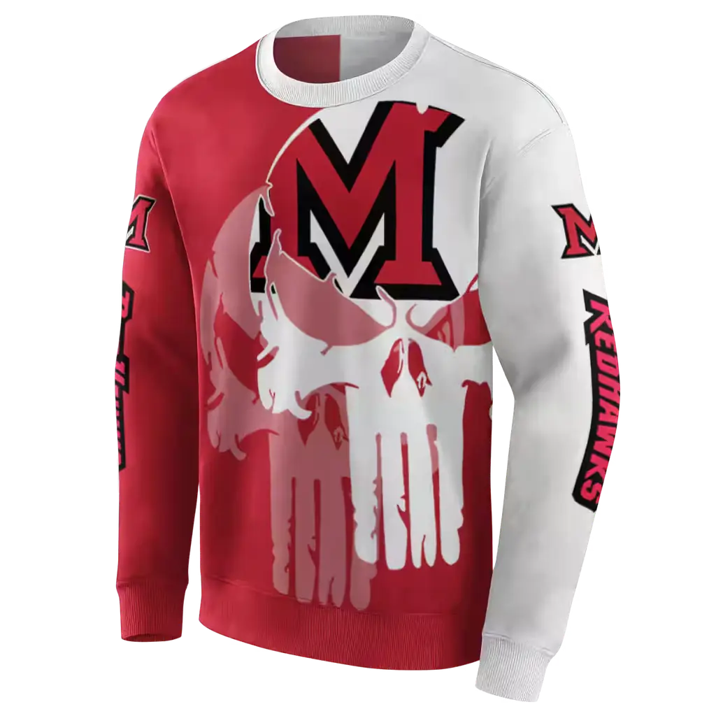 miami redhawks graphic punisher red white hoodie new arrival miami redhawks graphic punisher red white hoodie new arrival