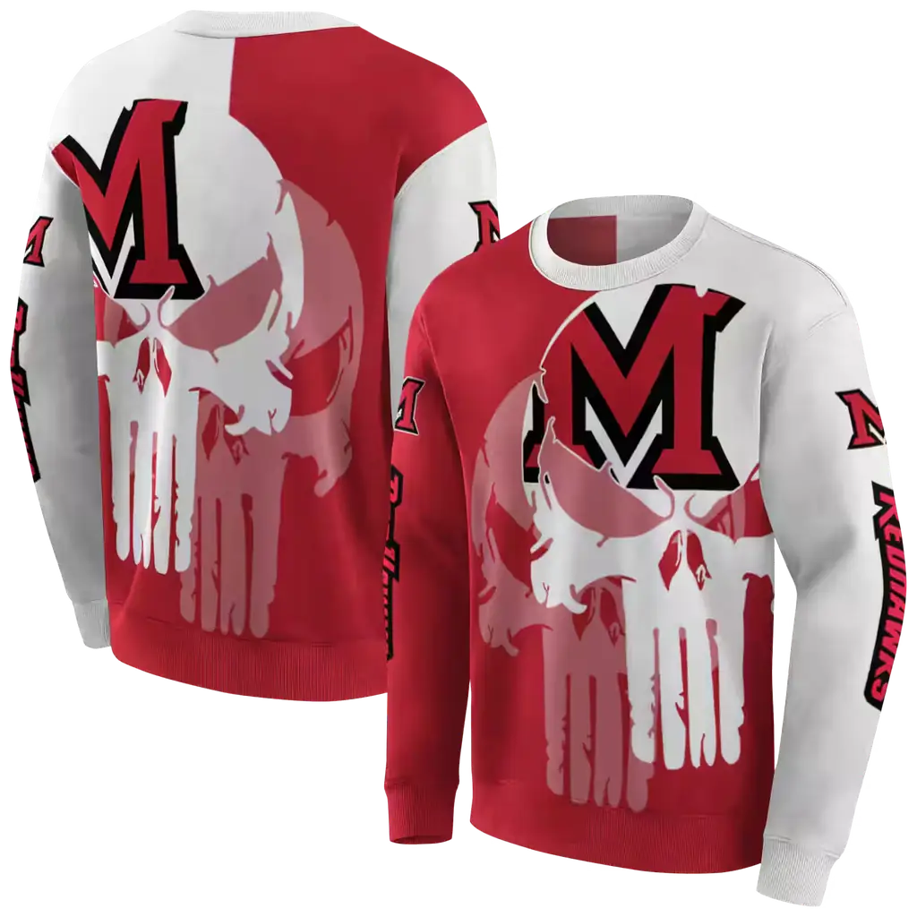 miami redhawks graphic punisher red white hoodie premium grade miami redhawks graphic punisher red white hoodie premium grade