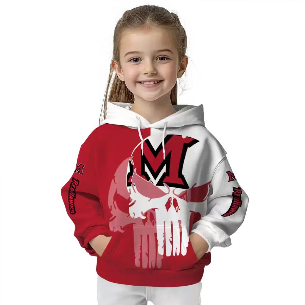 miami redhawks graphic punisher red white hoodie top rated miami redhawks graphic punisher red white hoodie top rated