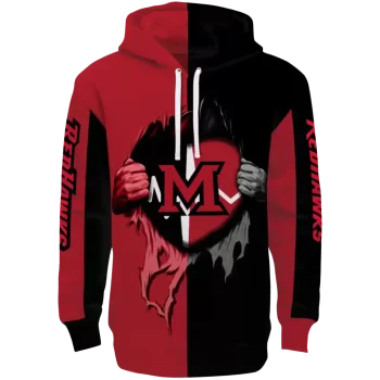 miami redhawks heartbeat graphic red hoodie best selling