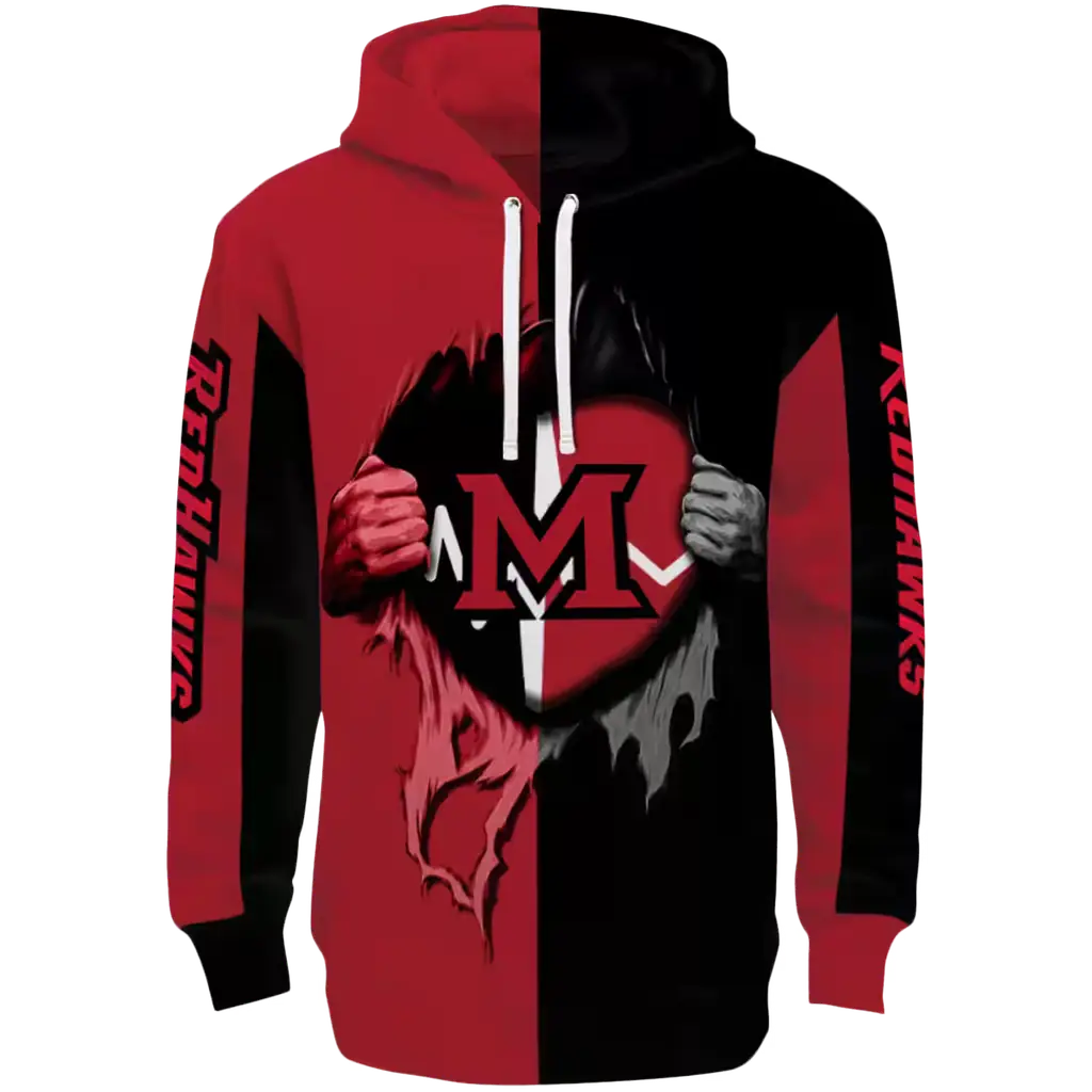miami redhawks heartbeat graphic red hoodie best selling miami redhawks heartbeat graphic red hoodie best selling