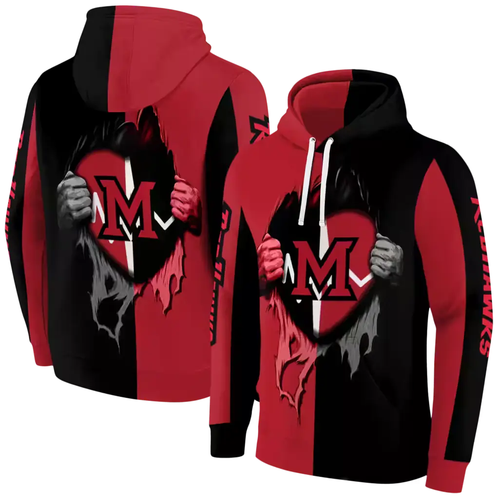 miami redhawks heartbeat graphic red hoodie fashion forward miami redhawks heartbeat graphic red hoodie fashion forward