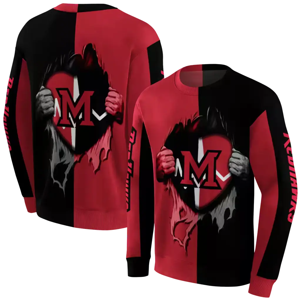 miami redhawks heartbeat graphic red hoodie premium grade miami redhawks heartbeat graphic red hoodie premium grade