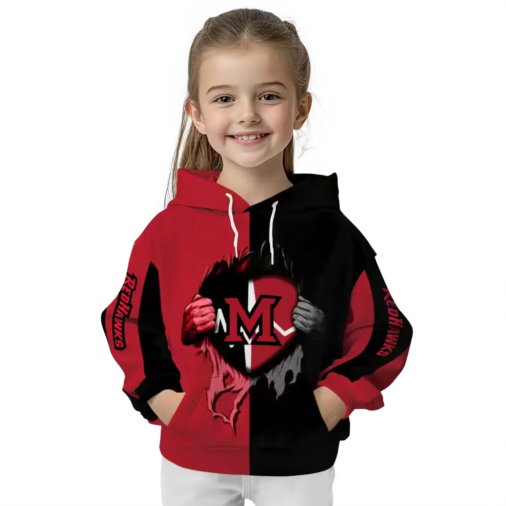 miami redhawks heartbeat graphic red hoodie top rated miami redhawks heartbeat graphic red hoodie top rated