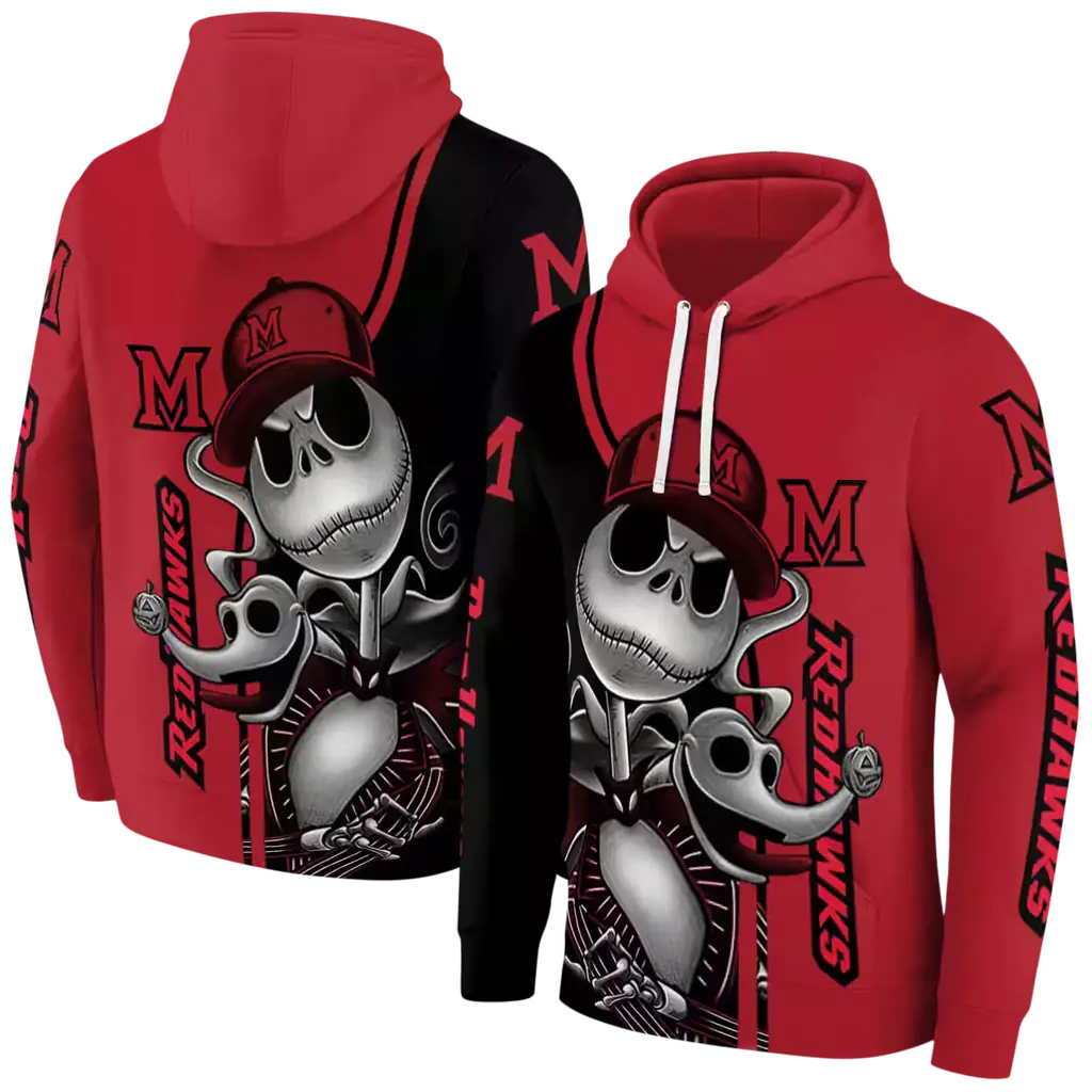 miami redhawks jack skellington red hoodie fashion forward miami redhawks jack skellington red hoodie fashion forward