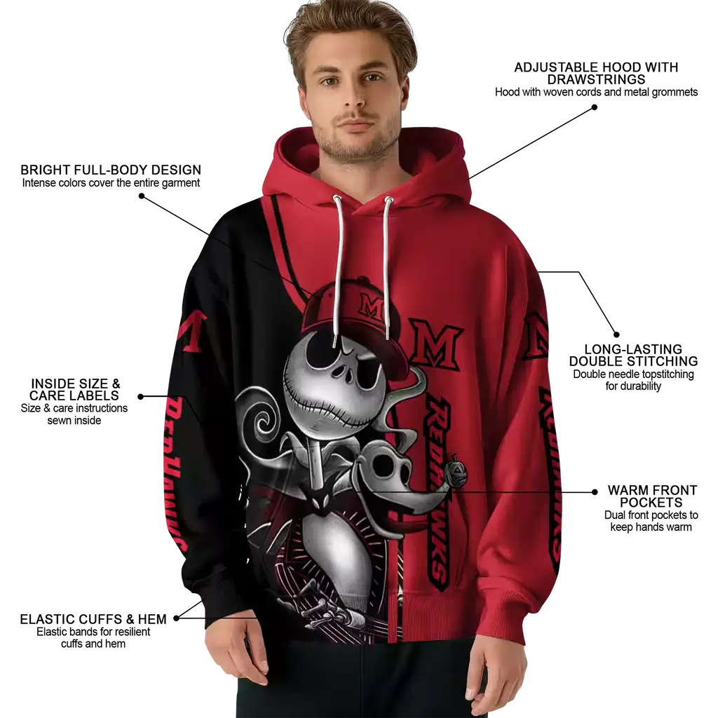 miami redhawks jack skellington red hoodie latest model miami redhawks jack skellington red hoodie latest model