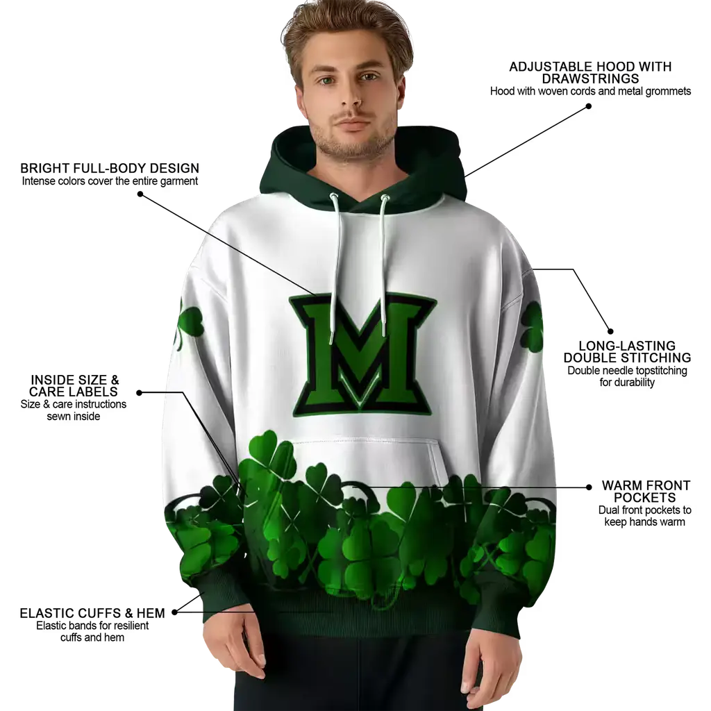 miami redhawks lucky motif white green hoodie latest model miami redhawks lucky motif white green hoodie latest model