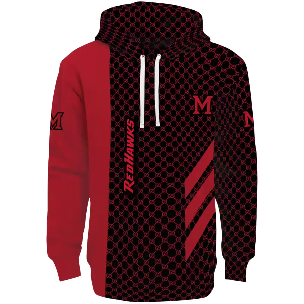 miami redhawks monogram pattern red hoodie best selling miami redhawks monogram pattern red hoodie best selling