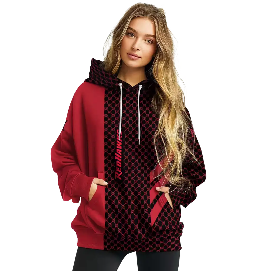 miami redhawks monogram pattern red hoodie high quality miami redhawks monogram pattern red hoodie high quality
