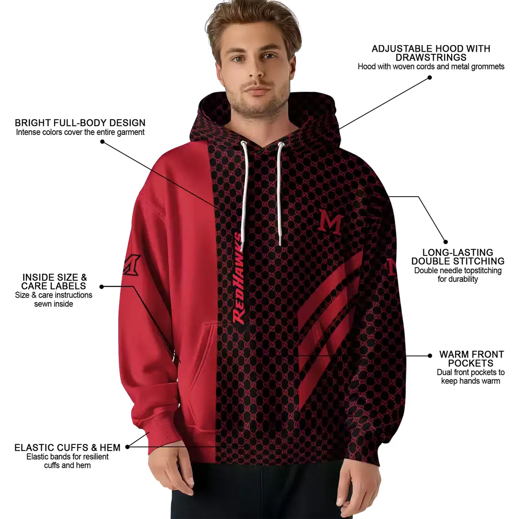 miami redhawks monogram pattern red hoodie latest model miami redhawks monogram pattern red hoodie latest model